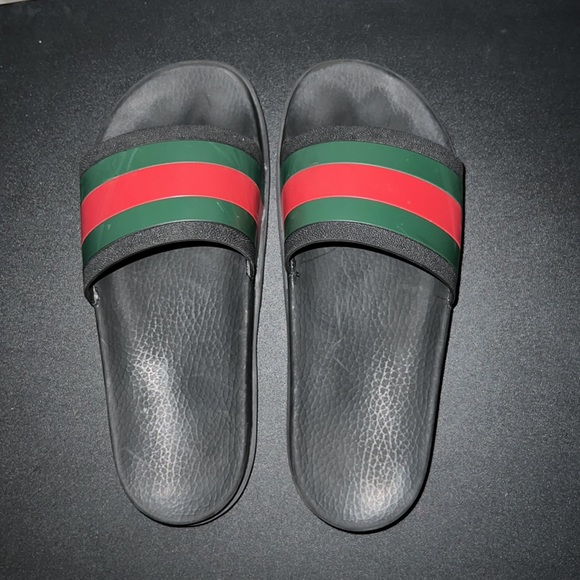 Gucci: Men's Web Rubber Slide Sandal